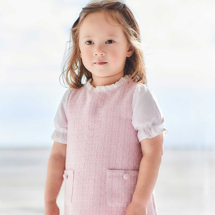 【お揃い】ブロッサムラメツイードパフスリーブワンピース(80~90cm) | BeBe | 詳細画像3 