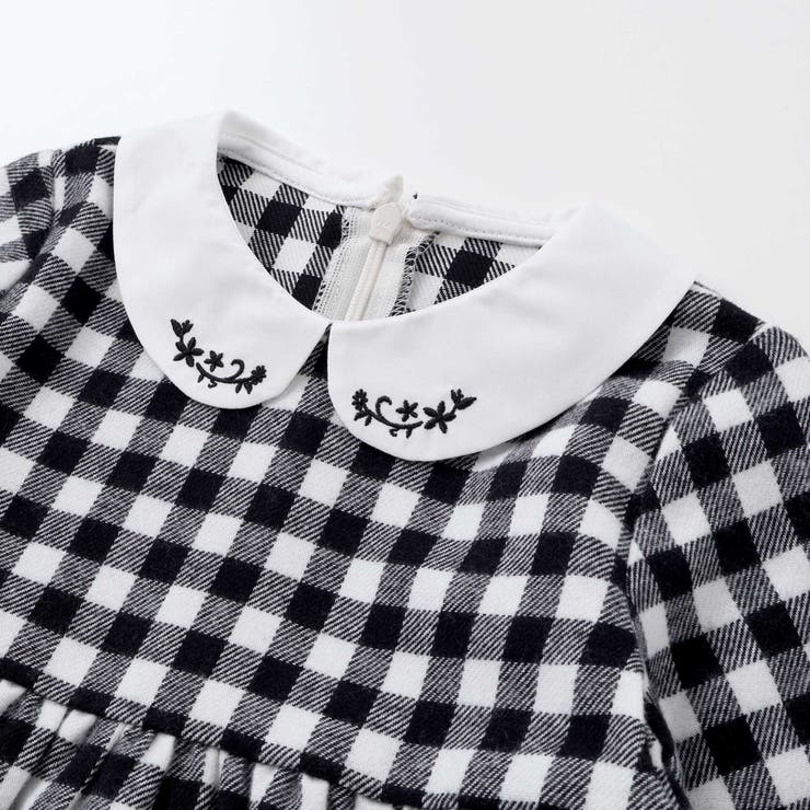 【お揃い】ネルギンガムチェック丸襟長袖ワンピース(80~100cm) | BeBe | 詳細画像12 