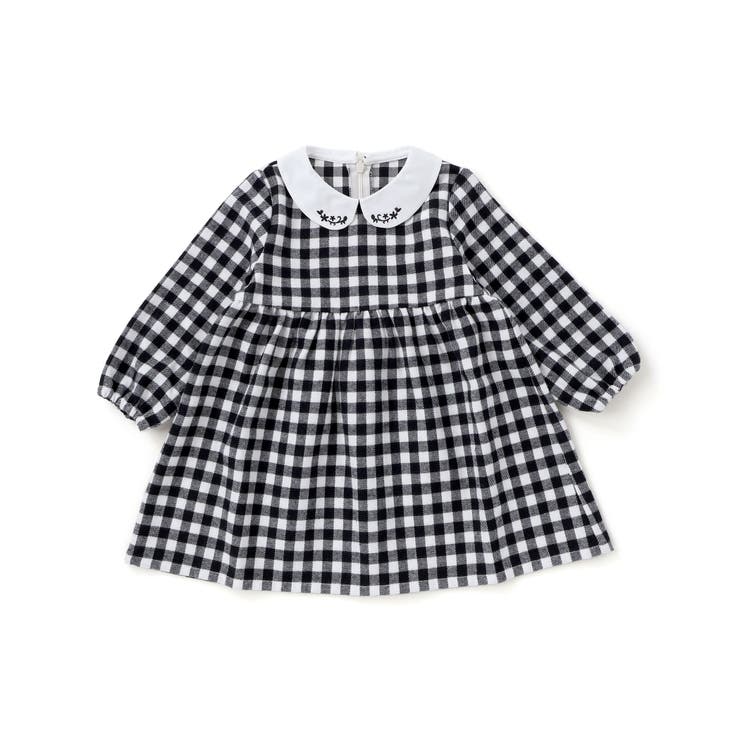 ブラック系 | 【お揃い】ネルギンガムチェック丸襟長袖ワンピース(80~100cm) | BeBe