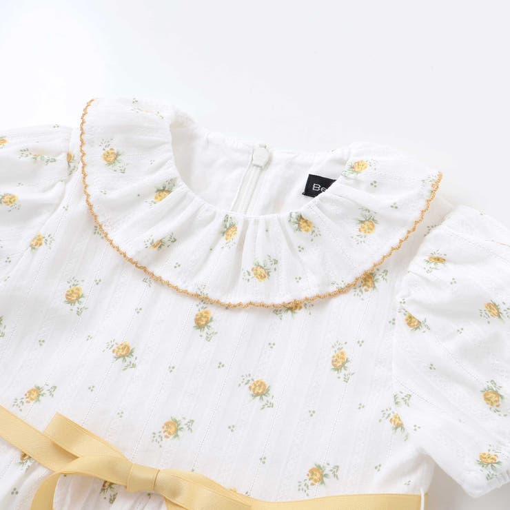 【お揃い】花柄フリルカラーパフスリーブワンピース(80~100cm) | BeBe | 詳細画像10 