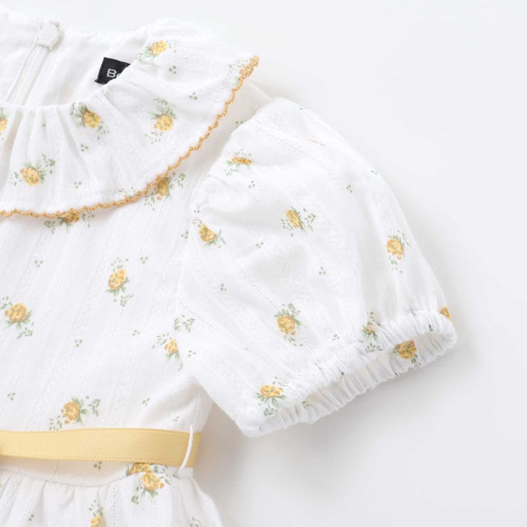 【お揃い】花柄フリルカラーパフスリーブワンピース(80~100cm) | BeBe | 詳細画像14 