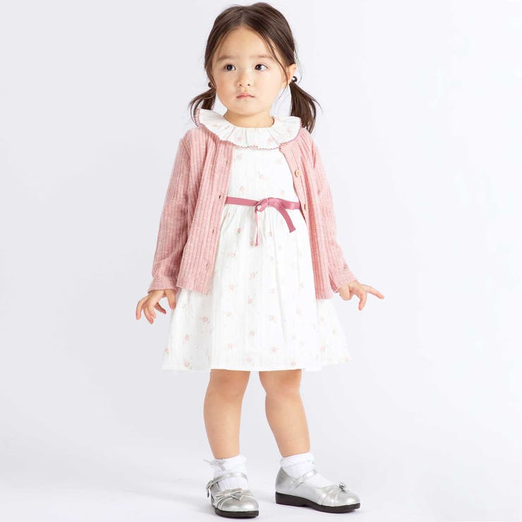 【お揃い】花柄フリルカラーパフスリーブワンピース(80~100cm) | BeBe | 詳細画像3 