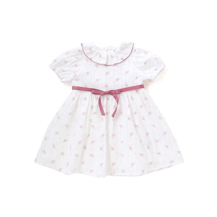 【お揃い】花柄フリルカラーパフスリーブワンピース(80~100cm) | BeBe | 詳細画像5 