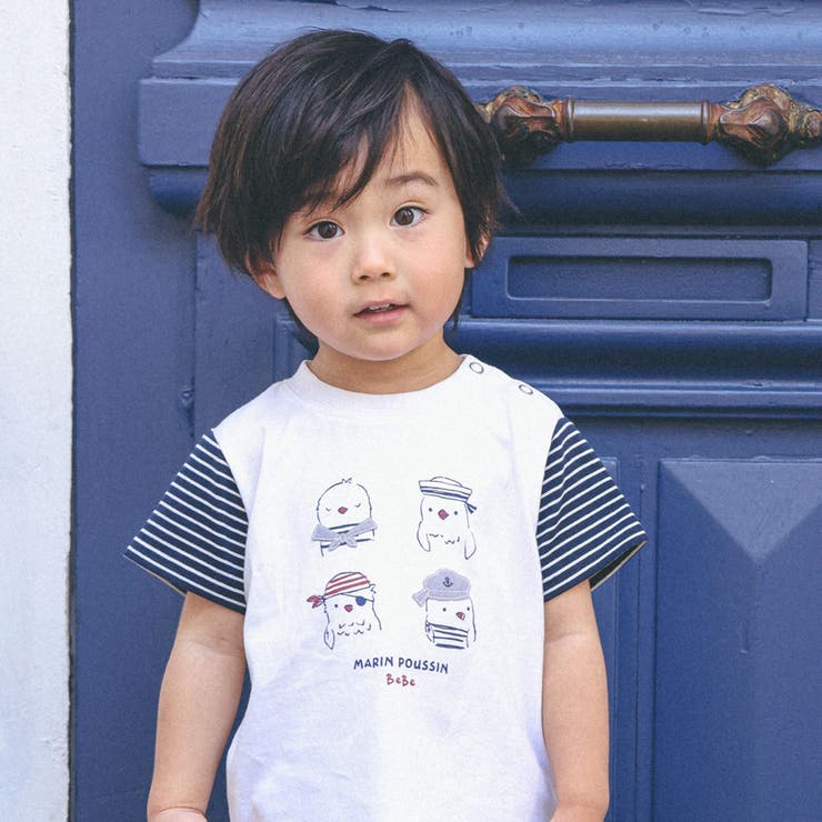 ひよこ水兵プリント切り替えTシャツ+パンツセット(80~90cm) | BeBe | 詳細画像3 