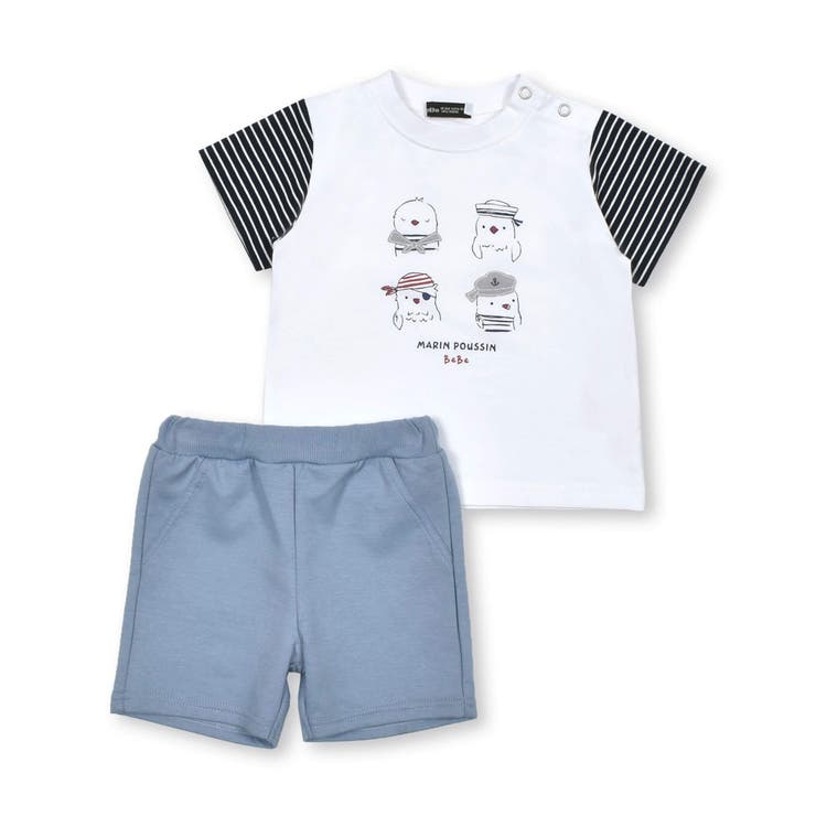 ひよこ水兵プリント切り替えTシャツ+パンツセット(80~90cm) | BeBe | 詳細画像6 