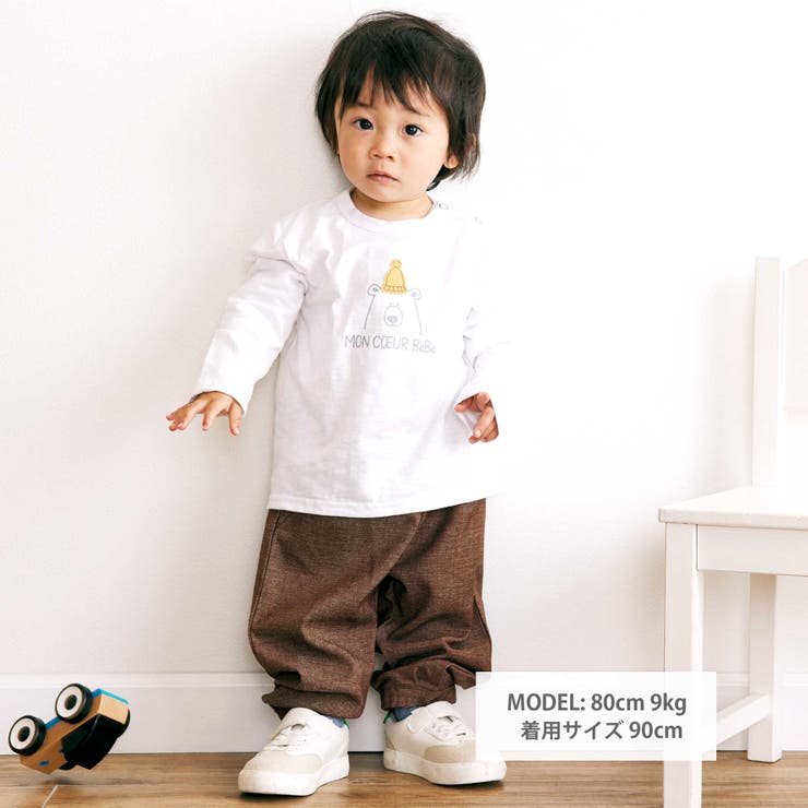 Oursプリント長袖Tシャツ+ストレッチデニムジョガーパンツ 2点セット | BeBe | 詳細画像2