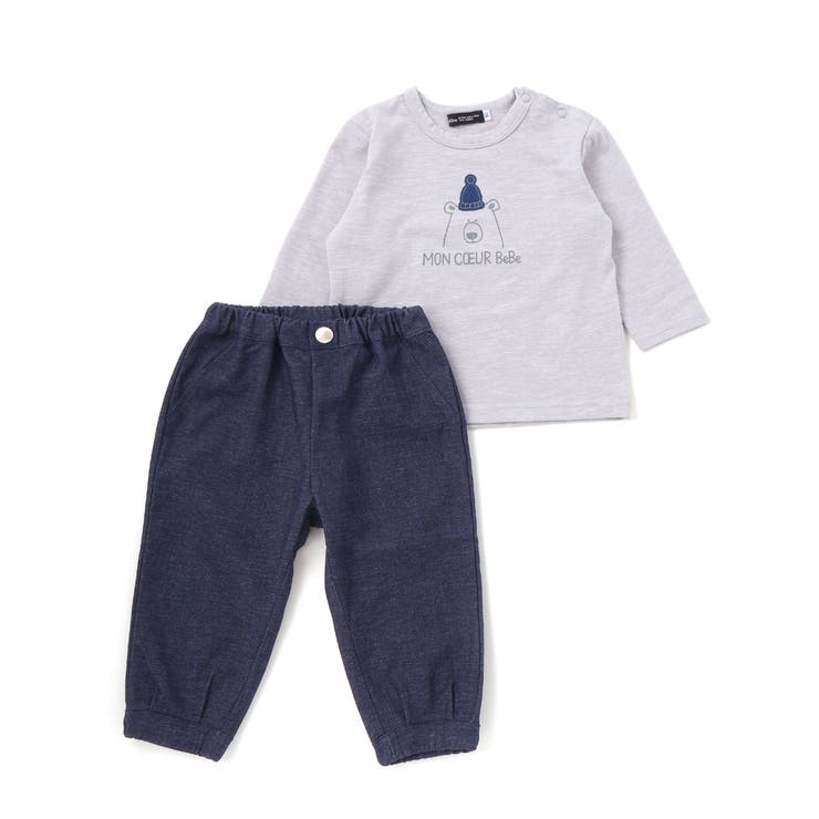 Oursプリント長袖Tシャツ+ストレッチデニムジョガーパンツ 2点セット | BeBe | 詳細画像7