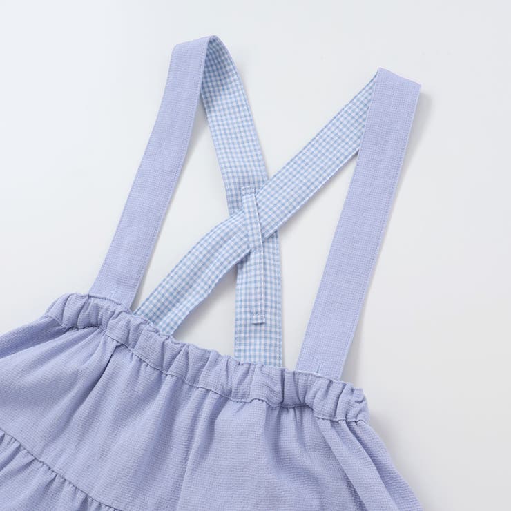 針抜き丸襟長袖ブラウス+サスペンダースカートセット(80~100cm) | BeBe | 詳細画像16 