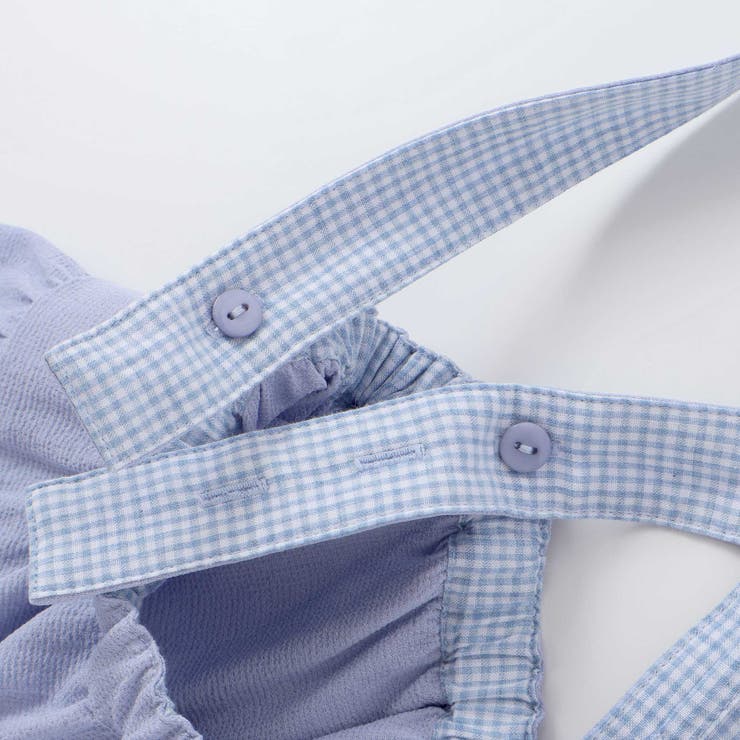 針抜き丸襟長袖ブラウス+サスペンダースカートセット(80~100cm) | BeBe | 詳細画像18 