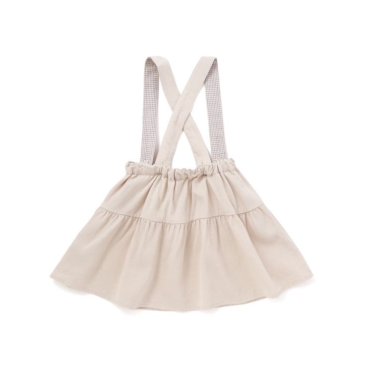 針抜き丸襟長袖ブラウス+サスペンダースカートセット(80~100cm) | BeBe | 詳細画像2 