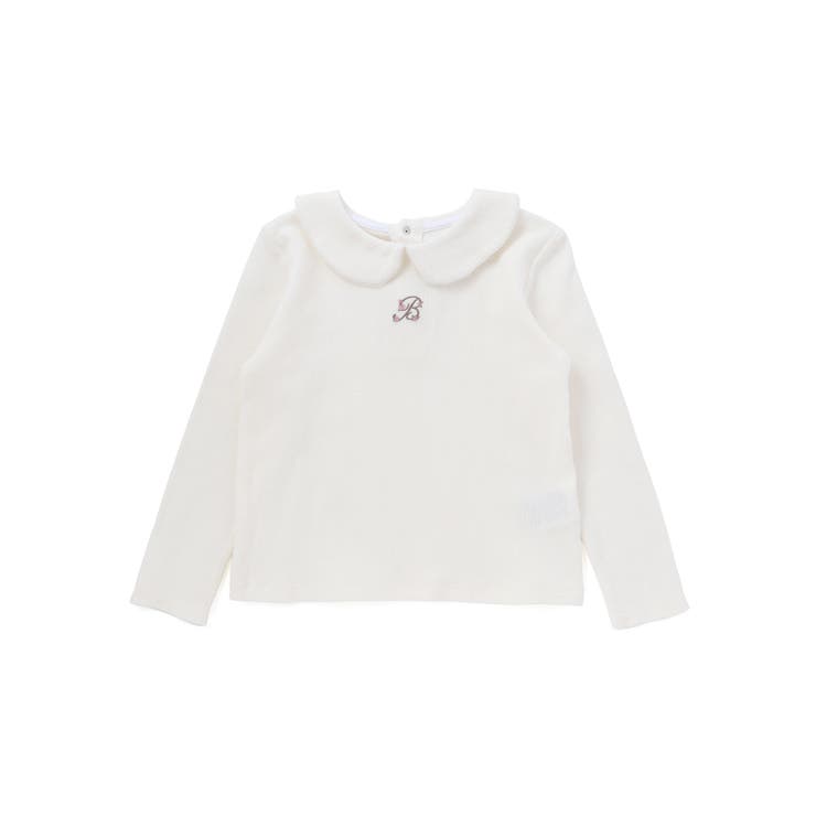 針抜き丸襟長袖ブラウス+サスペンダースカートセット(80~100cm) | BeBe | 詳細画像3 