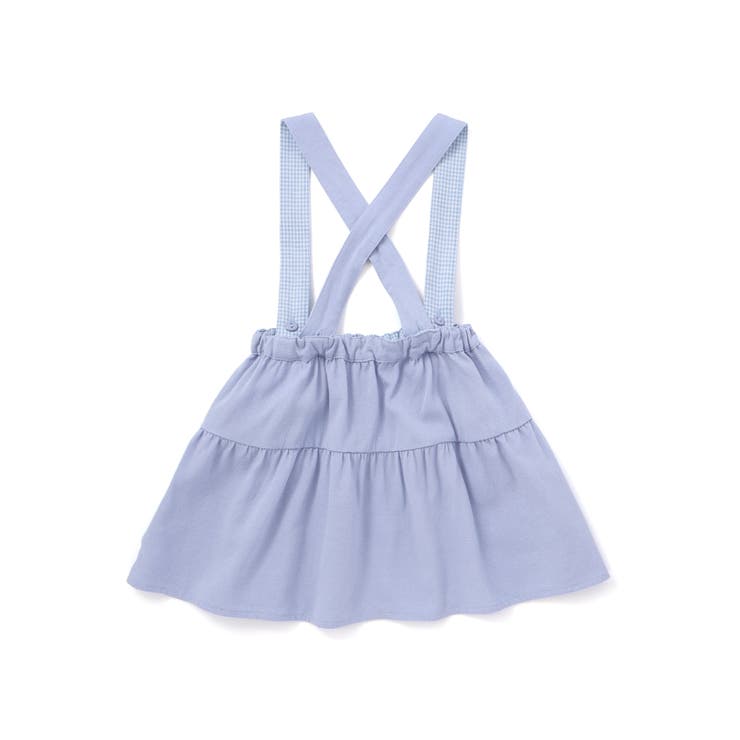 針抜き丸襟長袖ブラウス+サスペンダースカートセット(80~100cm) | BeBe | 詳細画像7 