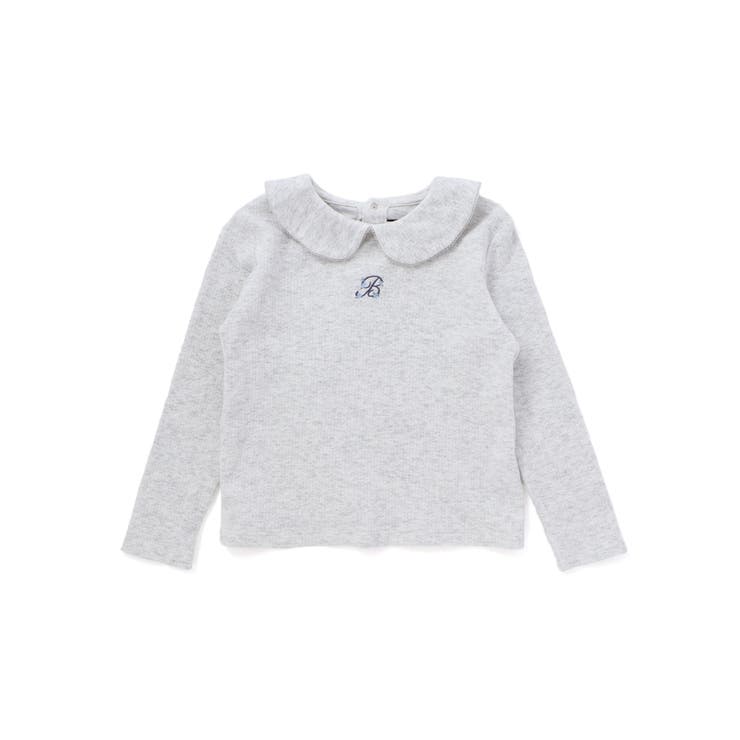 針抜き丸襟長袖ブラウス+サスペンダースカートセット(80~100cm) | BeBe | 詳細画像8 