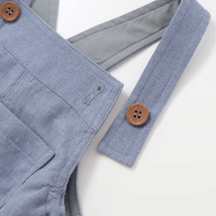 スラブ天竺肘パッチ長袖Tシャツ+オーバーオールセット(80~90cm) | BeBe | 詳細画像12 