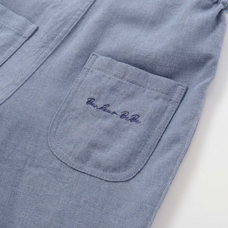 スラブ天竺肘パッチ長袖Tシャツ+オーバーオールセット(80~90cm) | BeBe | 詳細画像16 