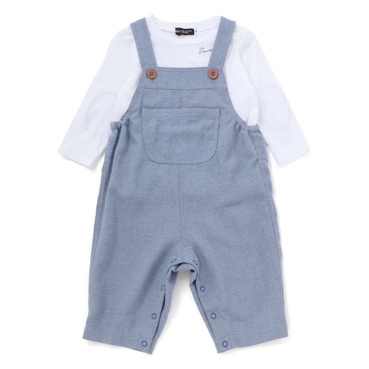 スラブ天竺肘パッチ長袖Tシャツ+オーバーオールセット(80~90cm) | BeBe | 詳細画像7 