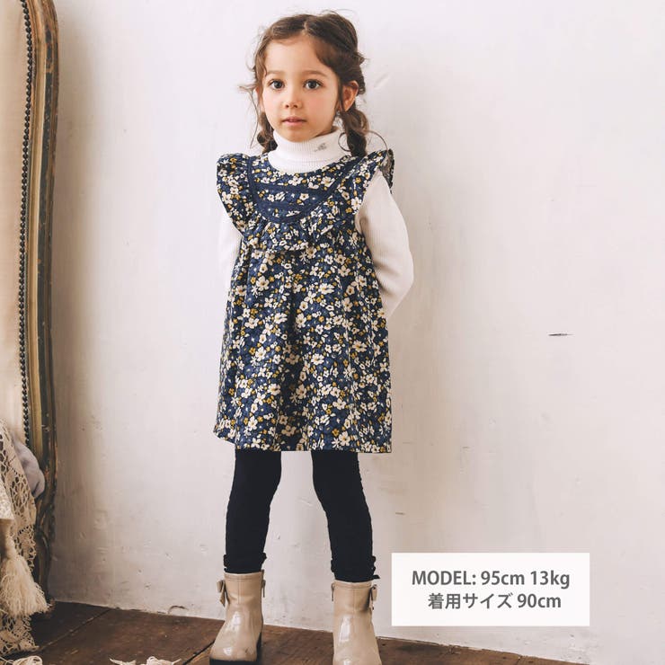 【お揃い】シャツコールフラワープリントヨークフリルワンピース(80~90cm) | BeBe | 詳細画像2 