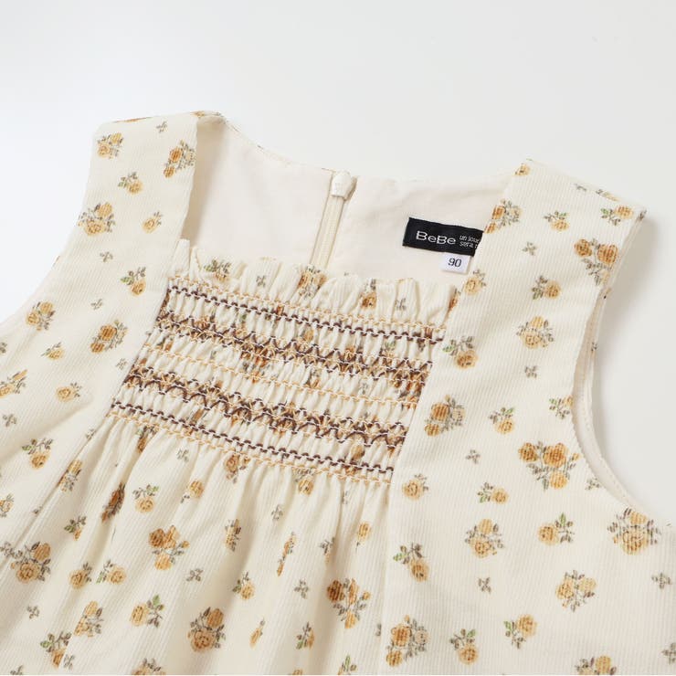小花柄シャツコールスモック刺しゅうジャンパースカート | BeBe | 詳細画像10 
