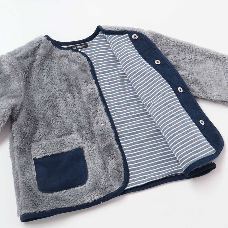 ボア裏ボーダーノーカラーコート(90~100cm) | BeBe | 詳細画像17 