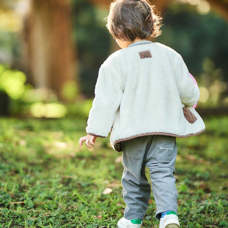 ボア裏ボーダーノーカラーコート(90~100cm) | BeBe | 詳細画像5 