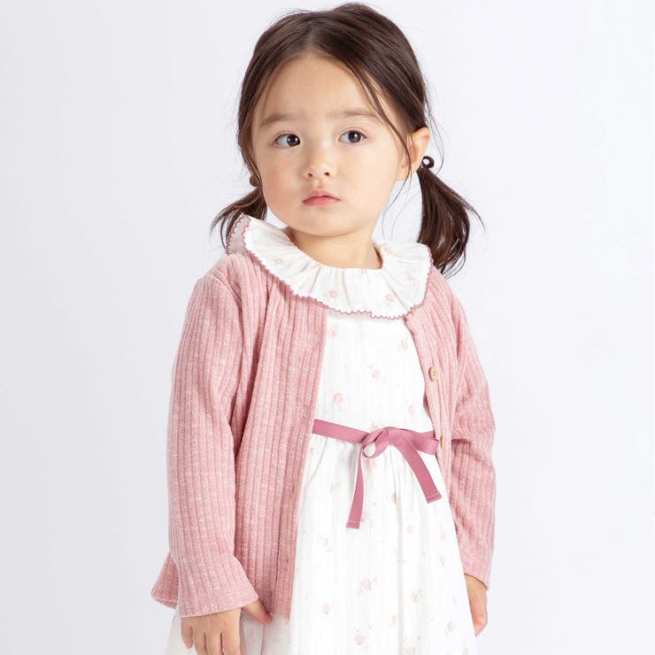 メランジテレコ長袖カーディガン(80~100cm) | BeBe | 詳細画像1 