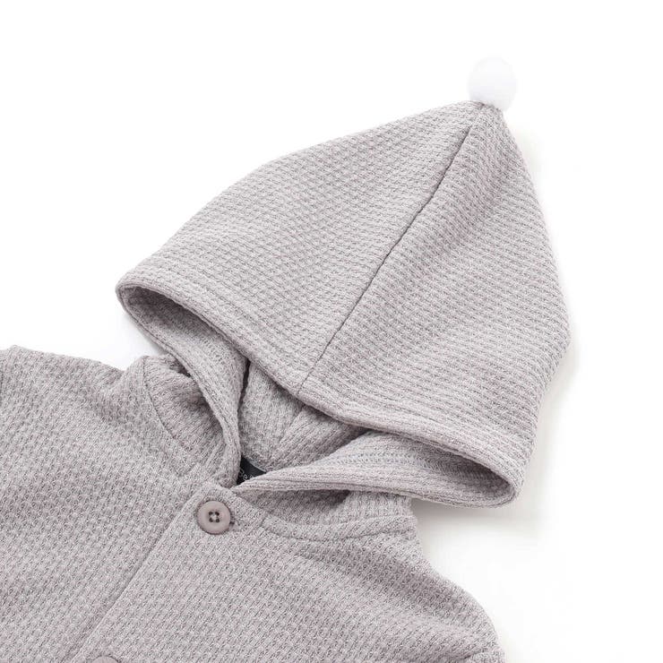 メランジワッフルポンポンフード付き長袖カーディガン(80~100cm) | BeBe | 詳細画像10 