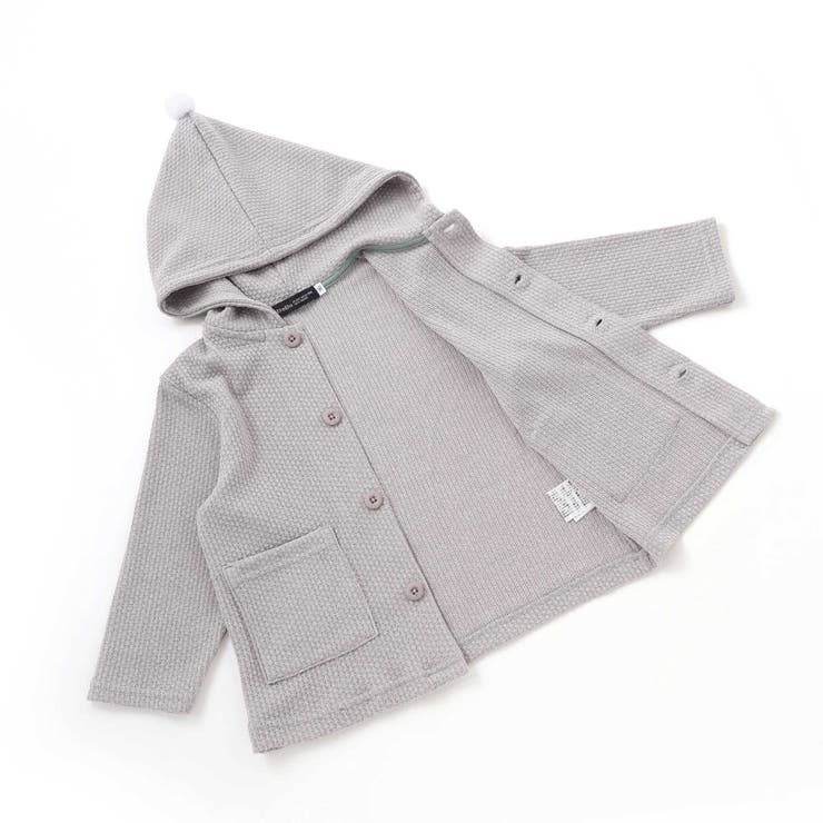 メランジワッフルポンポンフード付き長袖カーディガン(80~100cm) | BeBe | 詳細画像14 