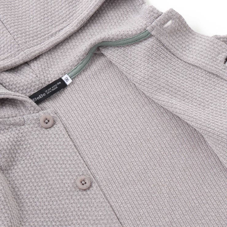 メランジワッフルポンポンフード付き長袖カーディガン(80~100cm) | BeBe | 詳細画像15 