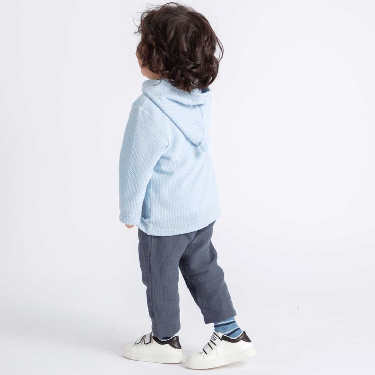 メランジワッフルポンポンフード付き長袖カーディガン(80~100cm) | BeBe | 詳細画像3 