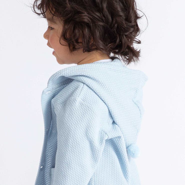 メランジワッフルポンポンフード付き長袖カーディガン(80~100cm) | BeBe | 詳細画像4 