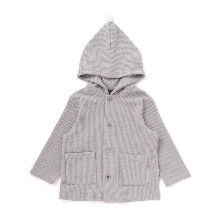 メランジワッフルポンポンフード付き長袖カーディガン(80~100cm) | BeBe | 詳細画像8 