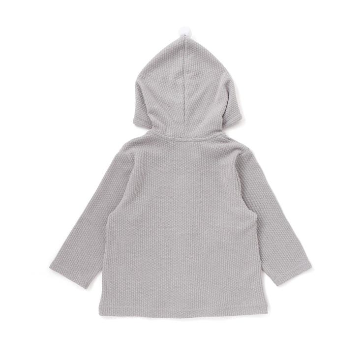 メランジワッフルポンポンフード付き長袖カーディガン(80~100cm) | BeBe | 詳細画像9 