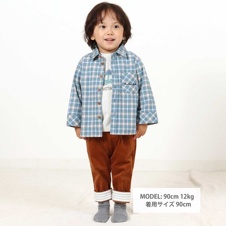 先染めネルチェック長袖シャツ(90~100cm) | BeBe | 詳細画像2 
