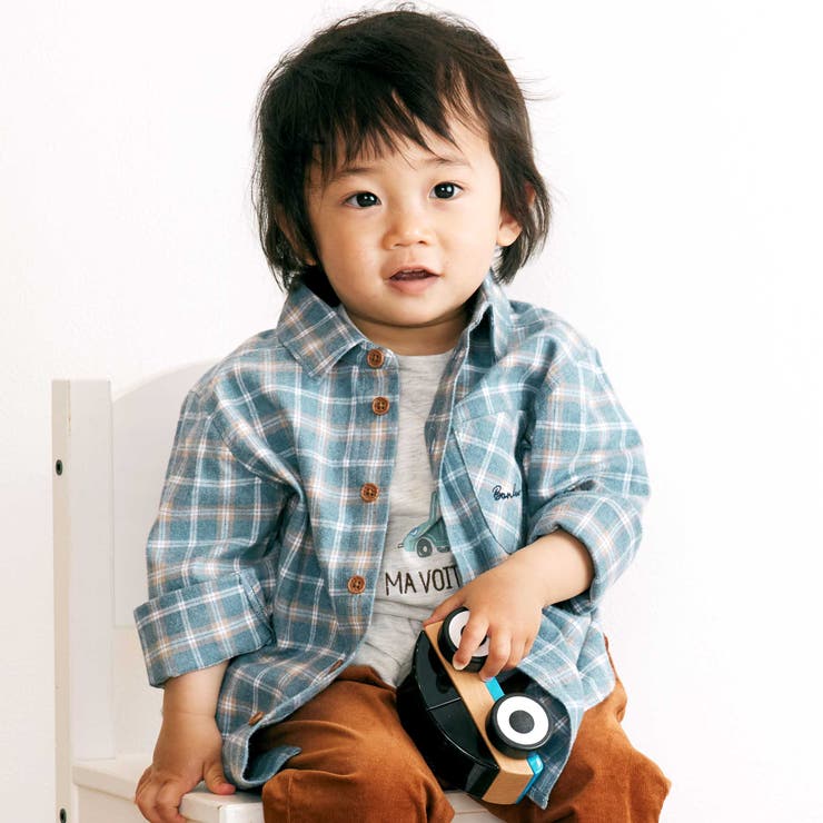 先染めネルチェック長袖シャツ(90~100cm) | BeBe | 詳細画像7 