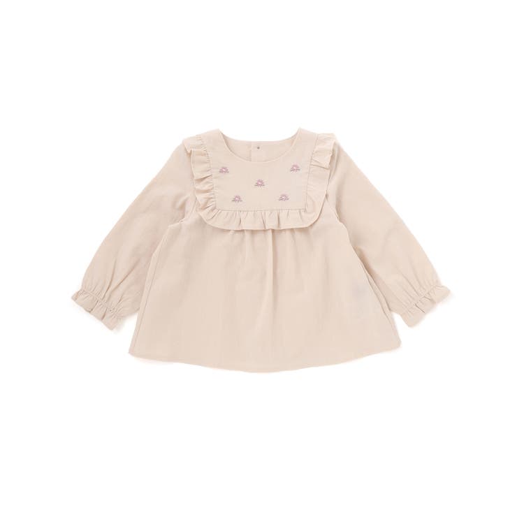 スクエアフリルお花刺しゅう長袖フレアブラウス(80~100cm) | BeBe | 詳細画像4 