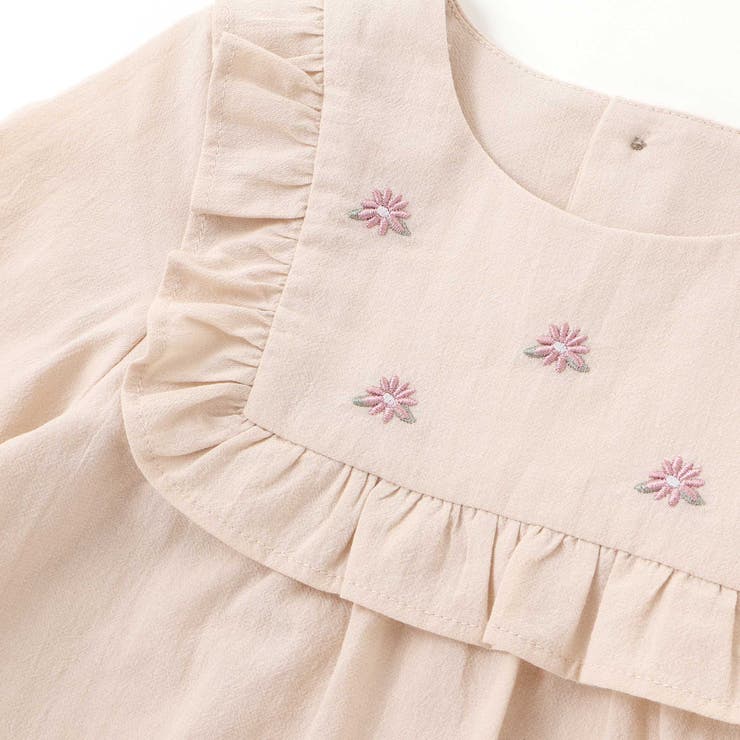 スクエアフリルお花刺しゅう長袖フレアブラウス(80~100cm) | BeBe | 詳細画像6 