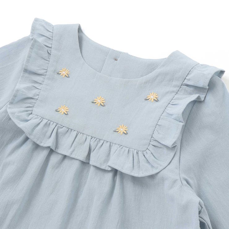スクエアフリルお花刺しゅう長袖フレアブラウス(80~100cm) | BeBe | 詳細画像9 