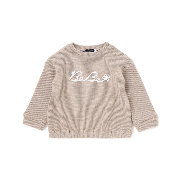 ベージュ | ラメリブコード刺しゅうロゴプルオーバー(80~100cm) | BeBe