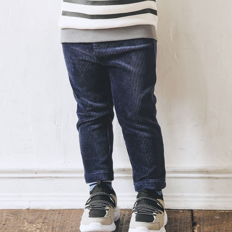 ネイビー | ニットコールストレッチパンツ(80~90cm) | BeBe