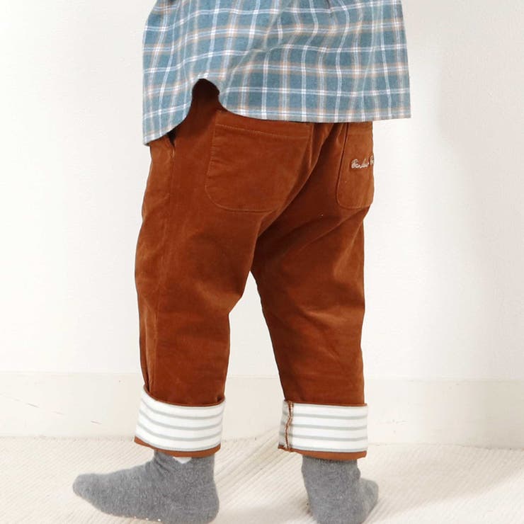 シャツコール裾ボーダーテーパードパンツ(80~100cm) | BeBe | 詳細画像1