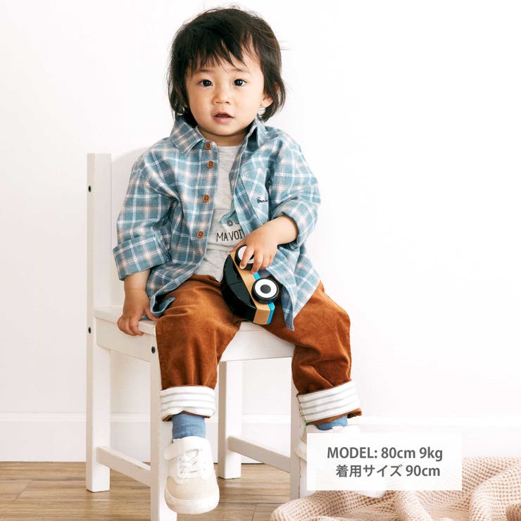 シャツコール裾ボーダーテーパードパンツ(80~100cm) | BeBe | 詳細画像5