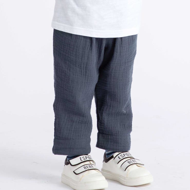 コットンガーゼ裾ボーダーロングパンツ(80~100cm) | BeBe | 詳細画像1 