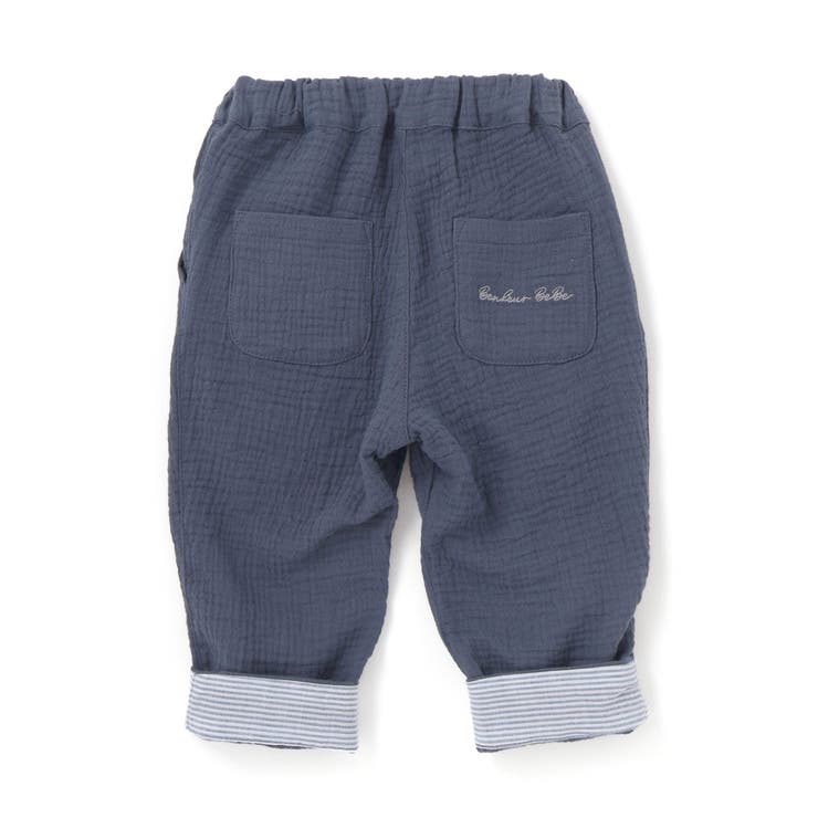 コットンガーゼ裾ボーダーロングパンツ(80~100cm) | BeBe | 詳細画像5 