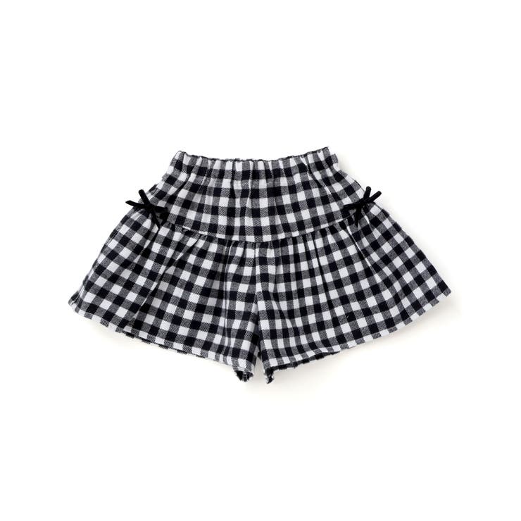 ブラック系 | 【お揃い】ネルギンガムチェックギャザーキュロットパンツ(80~100cm) | BeBe