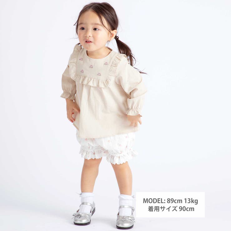 【お揃い】花柄裾レースフリルブルマ(80~90cm) | BeBe | 詳細画像2 