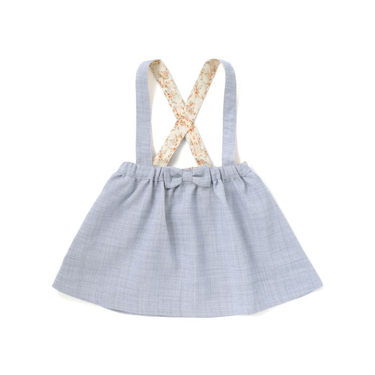 ブルー | リネン調メランジサスペンダー付きギャザースカート(80~100cm) | BeBe