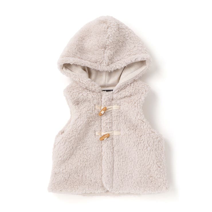ベージュ | トグルボタンフード付きボアベスト(90~100cm) | BeBe