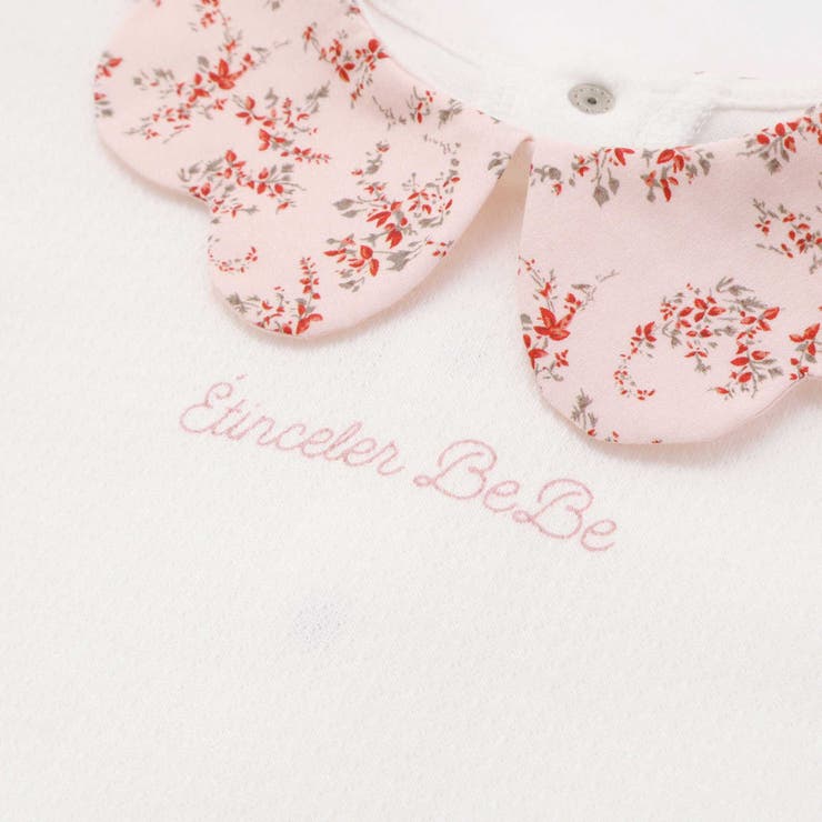 【お揃い】フラワープリントスカラップ襟半袖針抜きTシャツ(80~100cm) | BeBe | 詳細画像10 