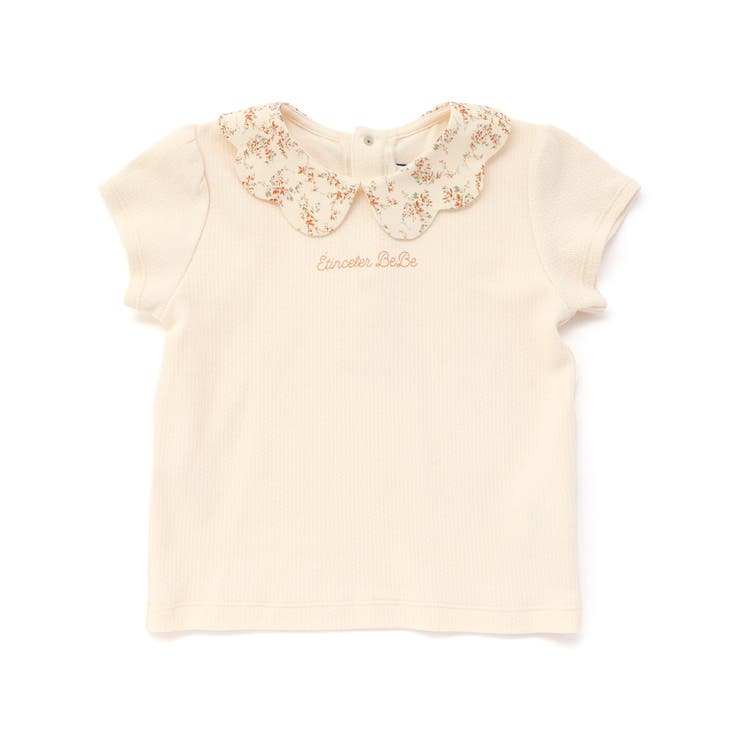 【お揃い】フラワープリントスカラップ襟半袖針抜きTシャツ(80~100cm) | BeBe | 詳細画像5 
