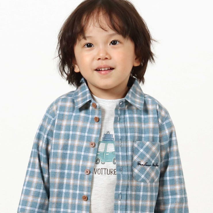 メランジ天竺車プリント半袖Tシャツ(80~100cm) | BeBe | 詳細画像4 